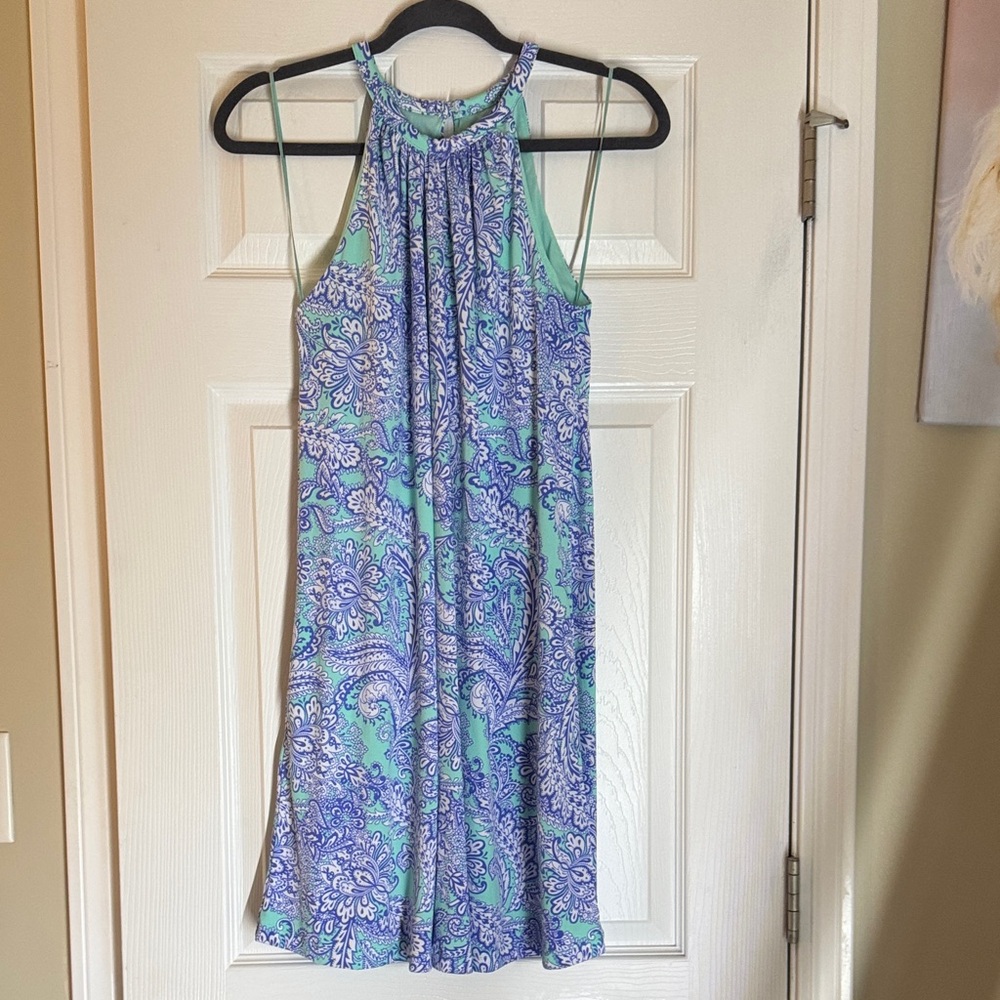 Cynthia Rowley Blue and Green Paisley Mini Dress